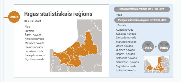 Karte ar Rīgas statistisko reģionu