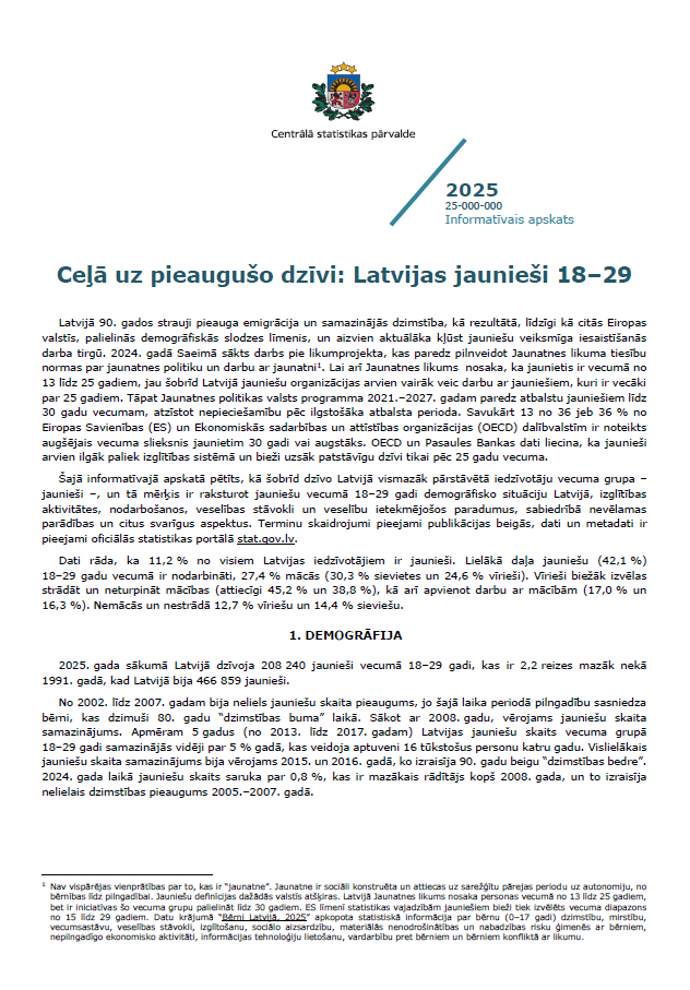 Publikācijas pirmā lapa ar nosaukumu un tekstu