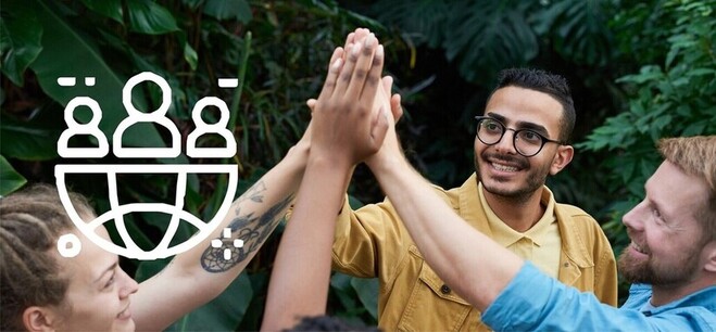  Picture - People with palms raised, folded together